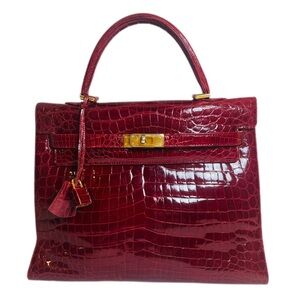 Vintage Red Crocodile Kelly Handbag
